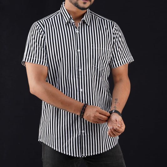 Half Sleeve Stripe Shirt - 1