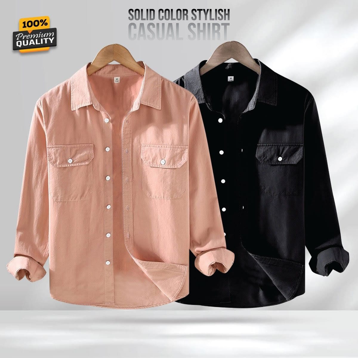 Full Sleeve Double Pocket Premium Shirt - 2 Pis Combo