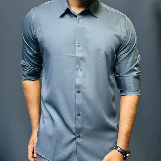 Micro Stitch Shirt - Silver Blue