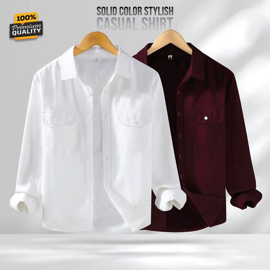 Full Sleeve Double Pocket Premium Shirt - 2 Pis Combo
