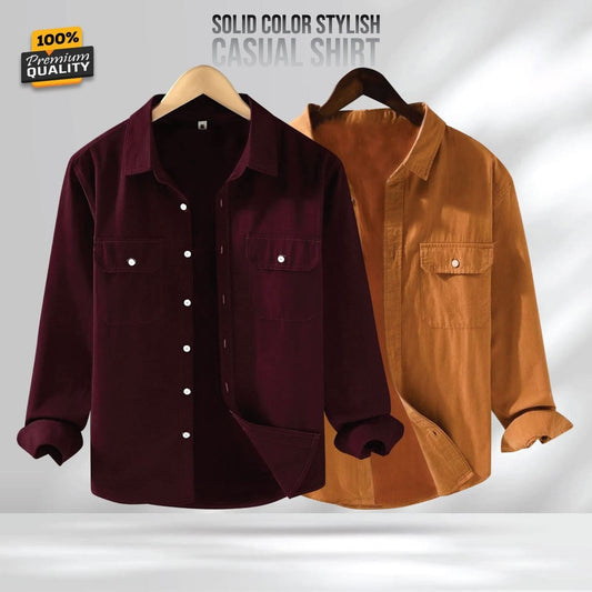 Full Sleeve Double Pocket Premium Shirt - 2 Pis Combo
