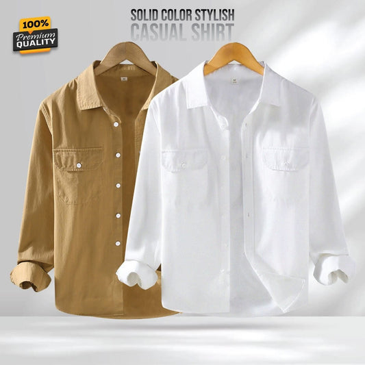 Full Sleeve Double Pocket Premium Shirt - 2 Pis Combo