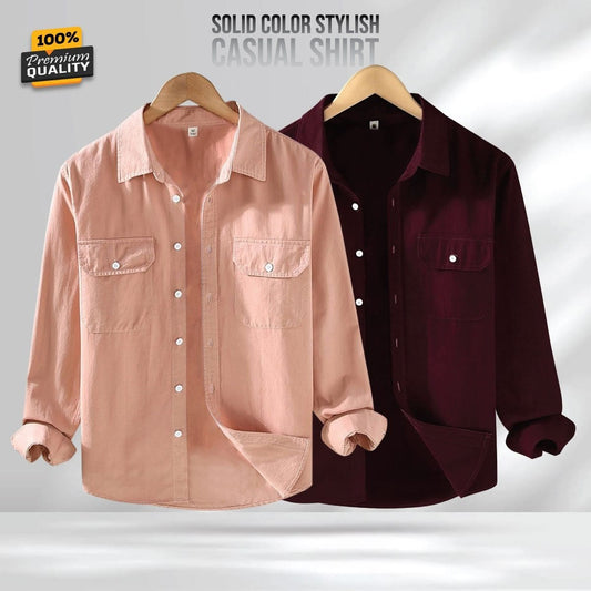 Full Sleeve Double Pocket Premium Shirt - 2 Pis Combo