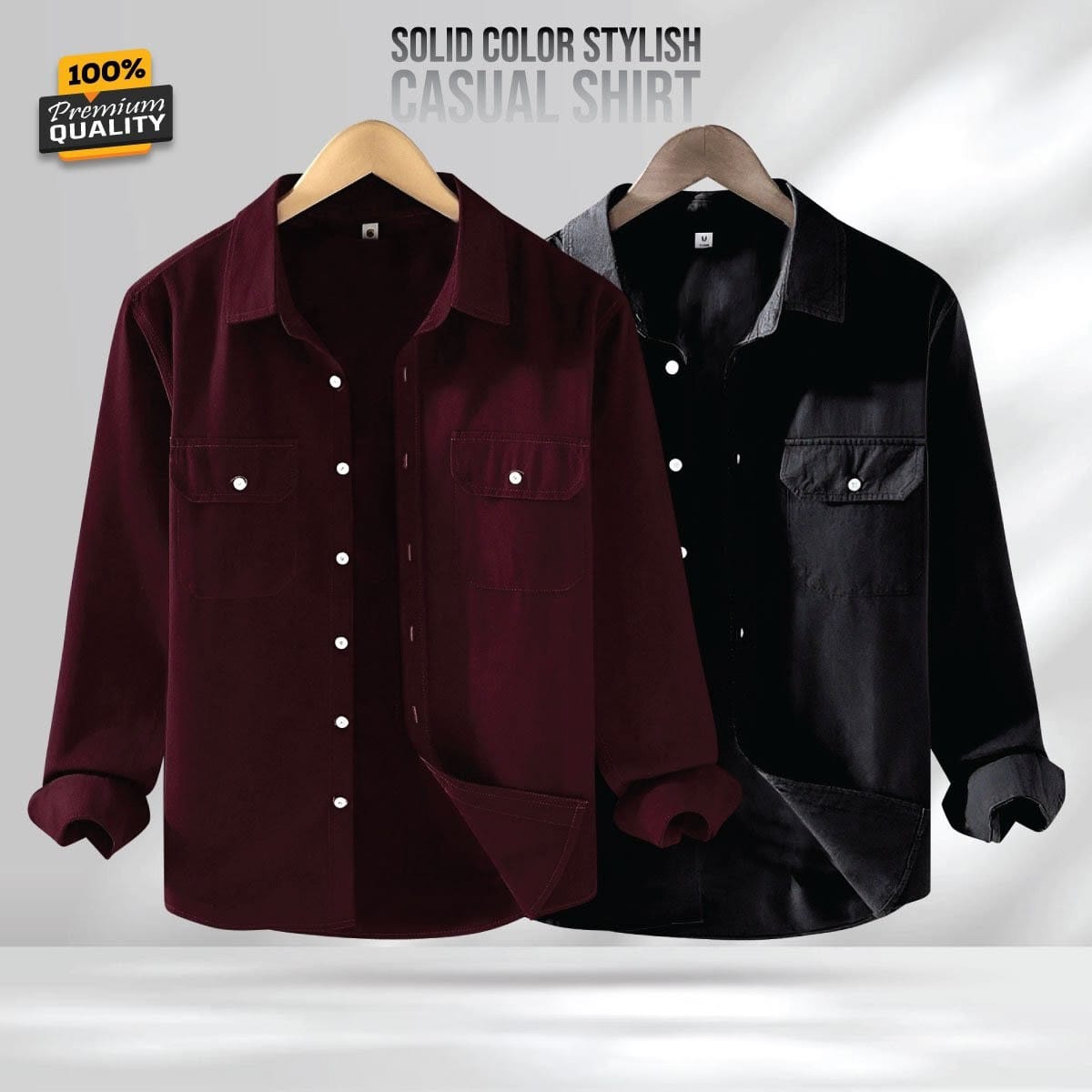 Full Sleeve Double Pocket Premium Shirt - 2 Pis Combo
