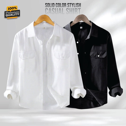 Full Sleeve Double Pocket Premium Shirt - 2 Pis Combo