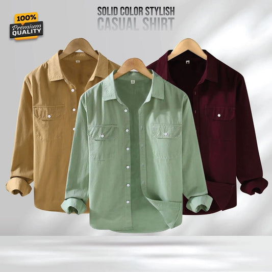 Full Sleeve Double Pocket Premium Shirt - 3 Pis Combo