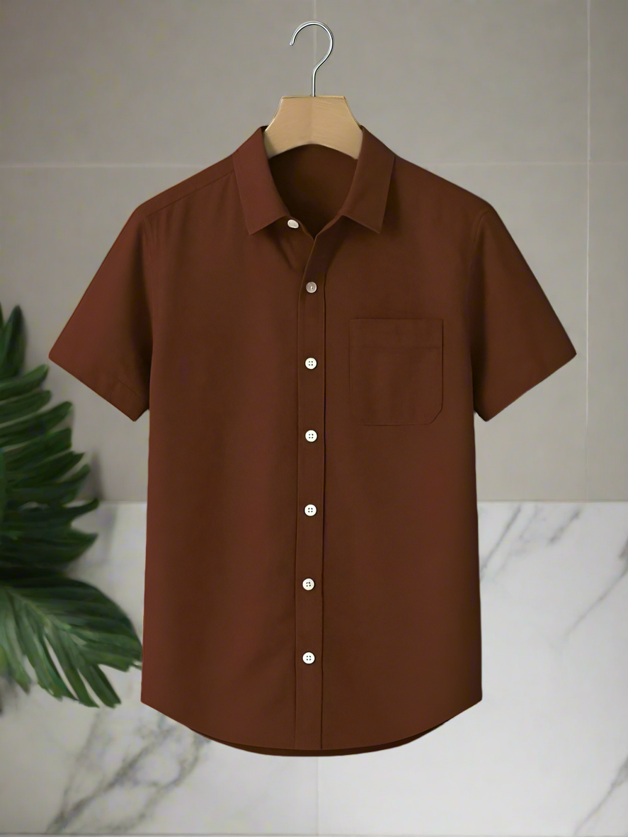 Coffe Color Half Sleeve Shirt