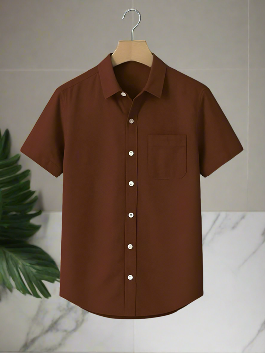 Coffe Color Half Sleeve Shirt