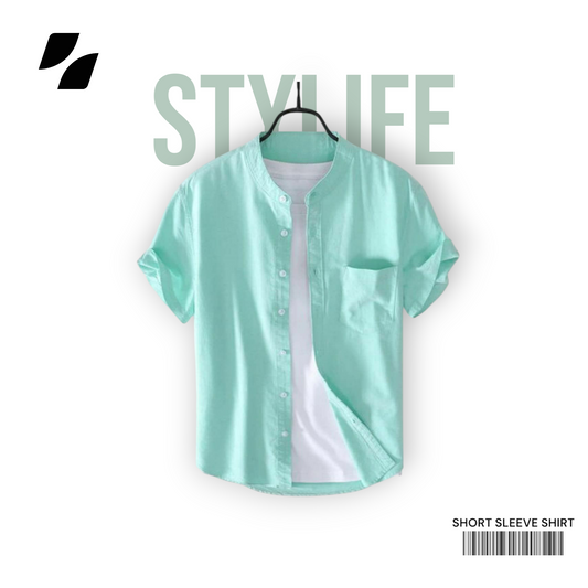 Cyan Color - Half Sleeve Shirt