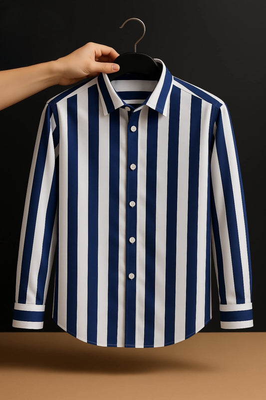 Old Money Full Sleeve Shirt -Navy Blue